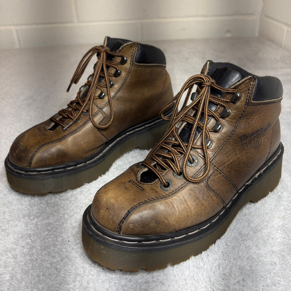 Dr. Martens 8346 Platform Boots Women 7US Brown Leather Made In England Vintage